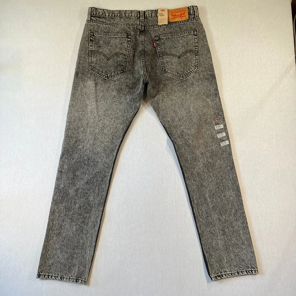 NEW Levis 512 Slim Taper Stretch Jeans Mens 36x32 Gray Acid Wash Denim NWT